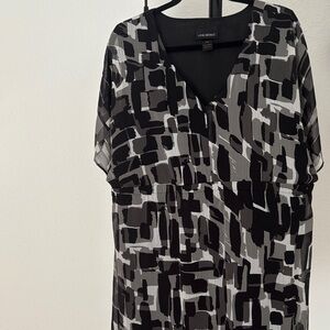 Lane Bryant Abstract Black and Gray Dress